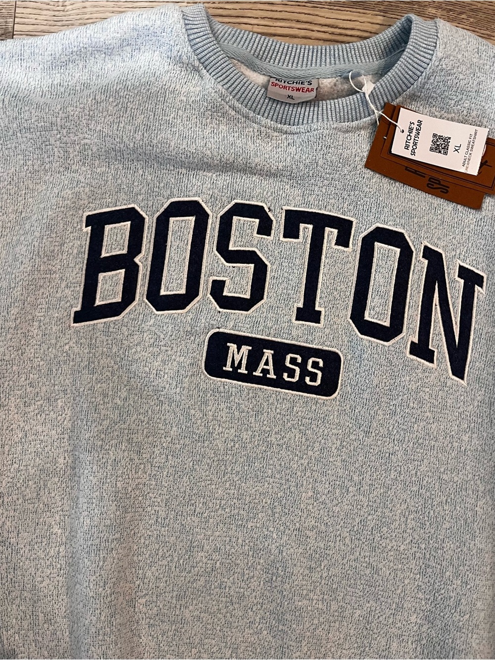 New Ritchie’s Sportswear Light Heather Blue BOSTON Sweatshirt XL Cozy Super Soft - Picture 2 of 7